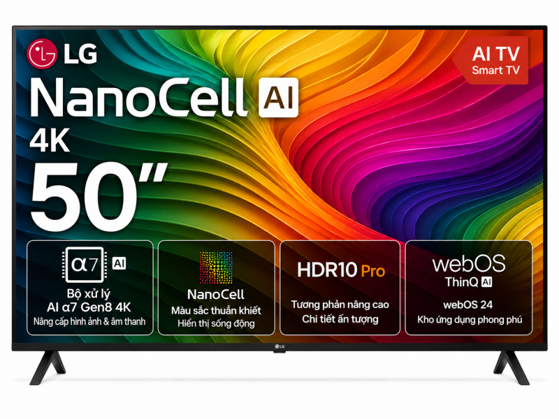 Smart Tivi NanoCell LG AI 4K 50 inch 50NANO80ASA