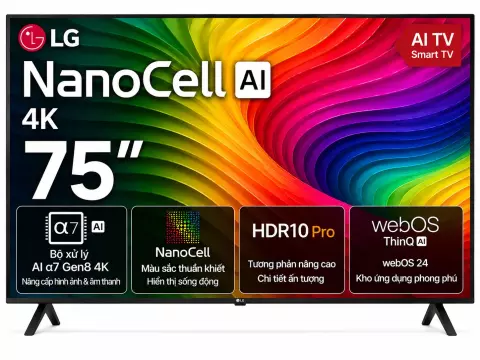Smart Tivi NanoCell LG AI 4K 75 inch 75NANO80ASA