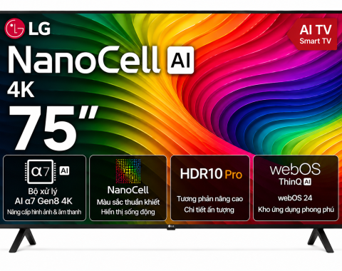 Smart Tivi NanoCell LG AI 4K 75 inch 75NANO80ASA