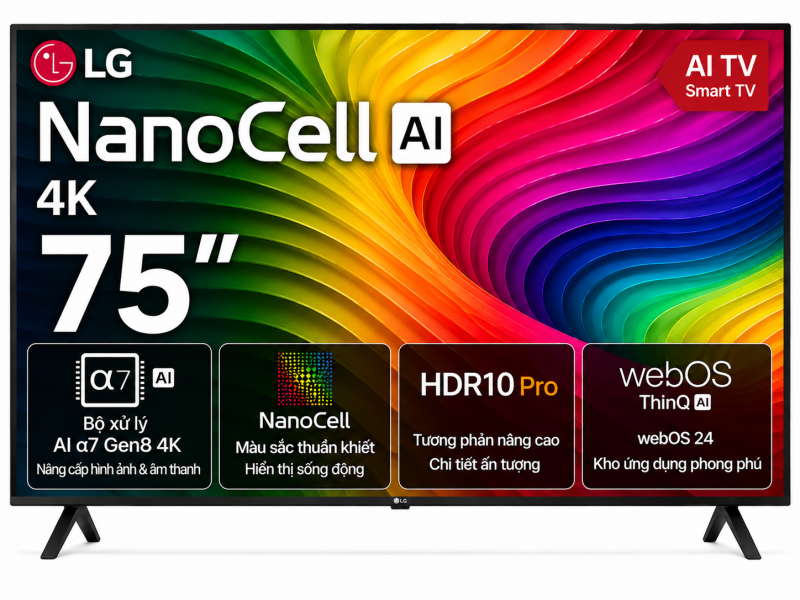 Smart Tivi NanoCell LG AI 4K 75 inch 75NANO80ASA