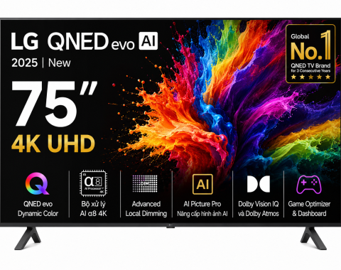 Smart Tivi QNED evo LG AI 4K 75 inch 75QNED92ASA