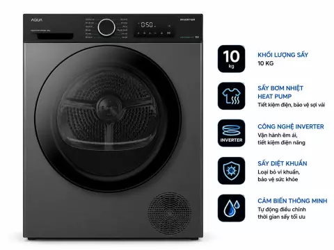 Máy sấy bơm nhiệt Aqua Inverter 10 kg AQH-H1000H PS