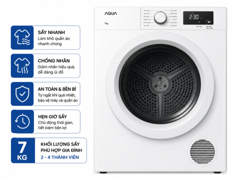 Máy sấy thông hơi Aqua 7 Kg AQH-V700FW