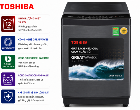 Máy giặt Toshiba Inverter 12 kg AW-DUK1300KV (MK)