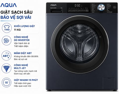 Máy giặt Aqua Inverter 11 kg AWM11-BSR1K(BU)