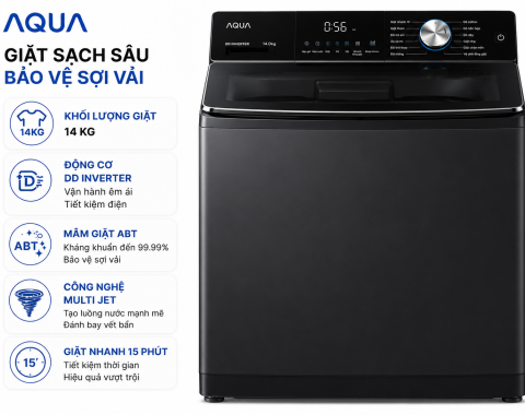 Máy giặt Aqua Inverter 14 kg AWM14-B2158L(B)