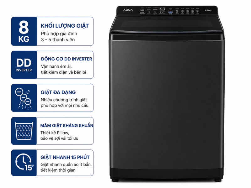 Máy giặt Aqua 8 kg AWM8-316K(B)