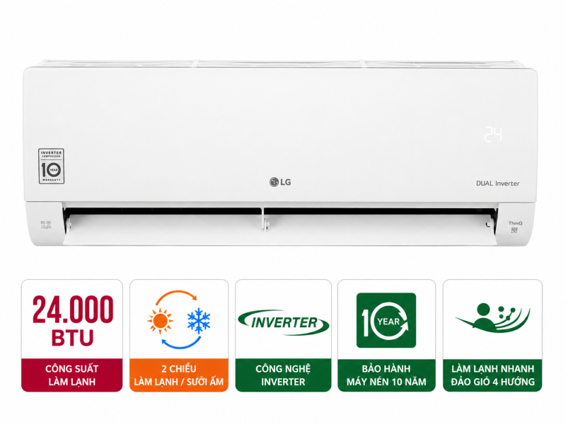 Điều hòa LG 2 chiều 24.000BTU inverter B24END