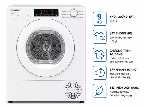 Máy sấy thông hơi Candy 9 Kg CS V9DF-S