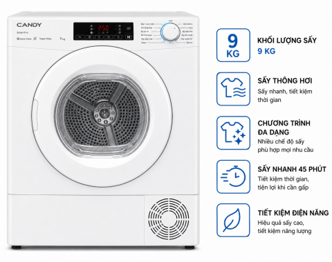 Máy sấy thông hơi Candy 9 Kg CS V9DF-S