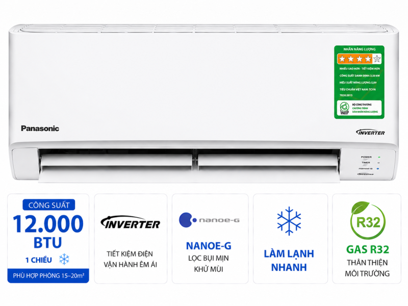 Điều hòa Panasonic Inverter 12000 BTU CU/CS-PU12AKH-8