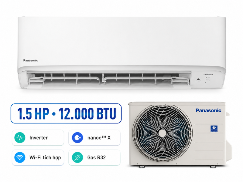 Máy lạnh Panasonic 1.5HP Inverter CU/CS-RU12CKH-8D