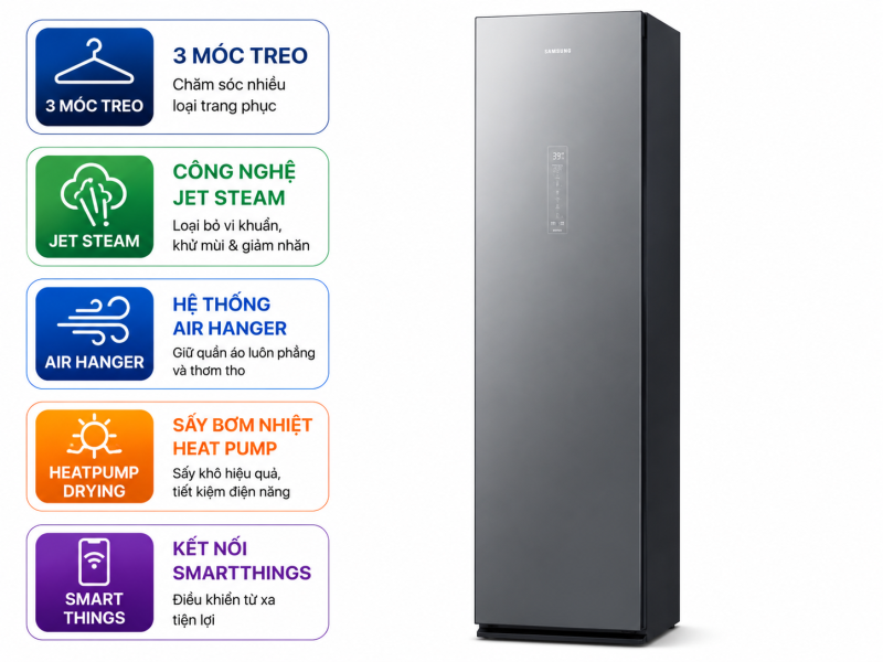 Tủ Chăm Sóc Quần Áo Thông Minh Samsung DF60A8500EG/SV