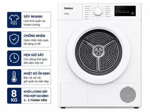 Máy sấy thông hơi Galanz 8 Kg DV-80T5C(W)