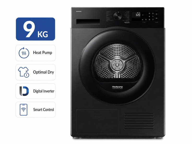 Máy sấy bơm nhiệt Samsung 9 kg DV90CGC2A0ABSV