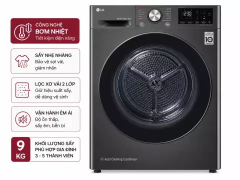 Máy sấy bơm nhiệt LG 9 Kg DVHP09B