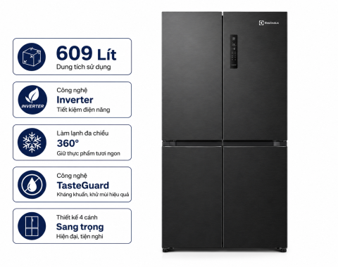 Tủ lạnh Electrolux Inverter 609 Lít EQE6879A-B