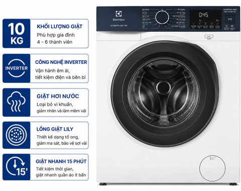 Máy giặt Electrolux UltimateCare 700 Inverter 10 kg EWF1043R7WC