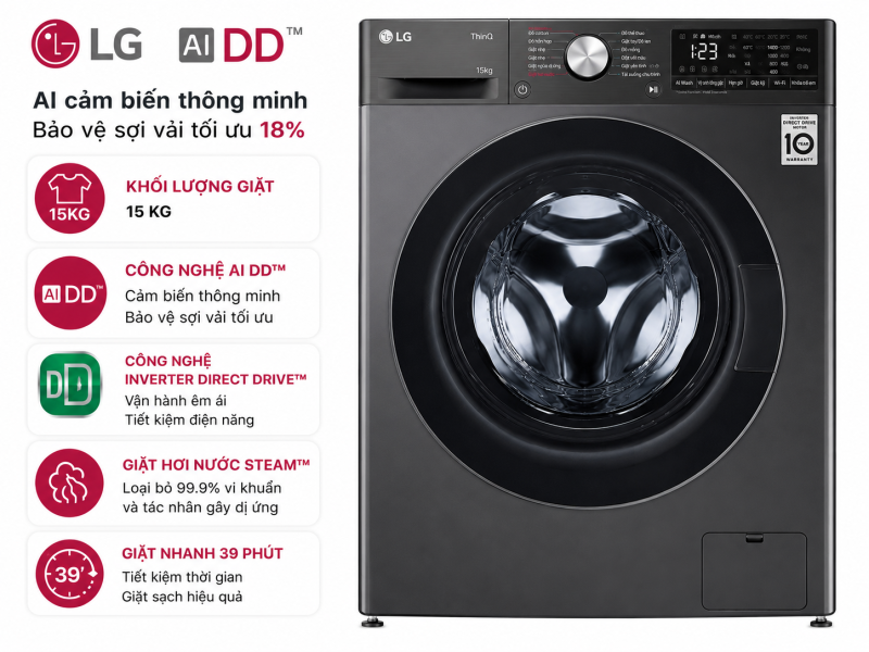 Máy giặt LG AI DD Inverter 15 kg F2515SNTG