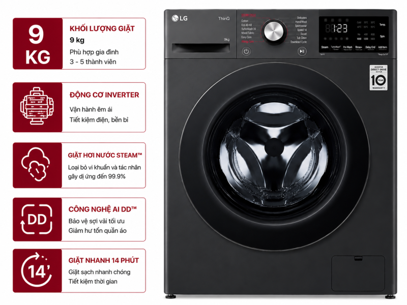 Máy giặt LG Inverter 9 kg FB1209S5M