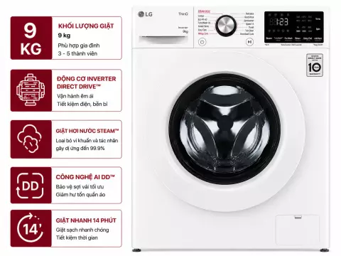 Máy giặt LG Inverter 9 kg FB1209S5W