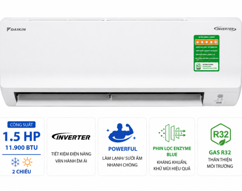 Máy lạnh 2 chiều Daikin Inverter 1.5 HP FTHF35VAVMV