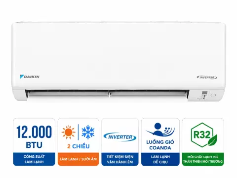 Điều hòa Daikin 2 chiều 12000BTU inverter gas R32 FTHF35XVMV