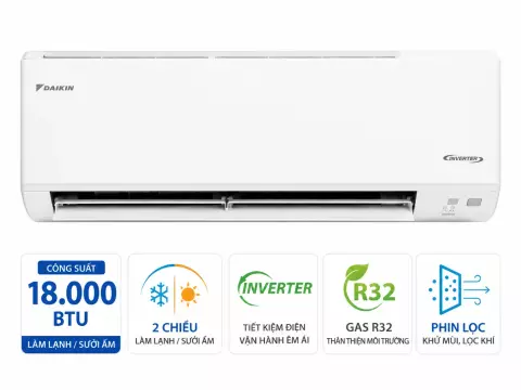 Điều hòa Daikin 2 chiều 18000BTU inverter gas R32 FTHF50VAVMV
