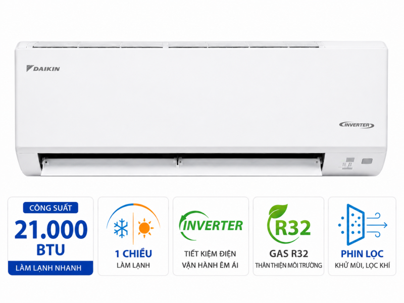 Điều hòa Daikin inverter 21000 BTU 1 chiều FTKB60ZVMV
