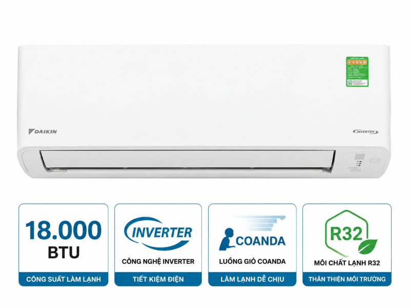Điều hòa Daikin 1 chiều 18.000BTU inverter FTKF50ZVMV