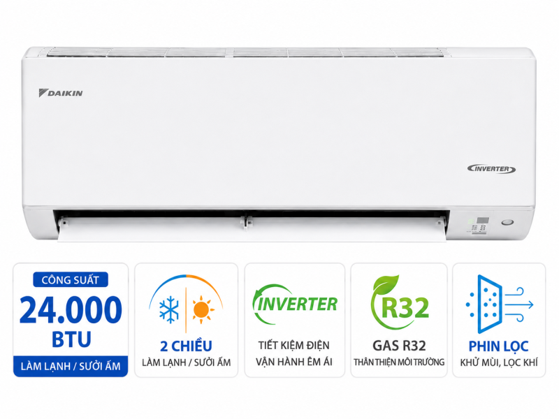 Điều hòa Daikin Inverter 2 chiều 24.000BTU FTXV71QVMV/RXV71QVMV