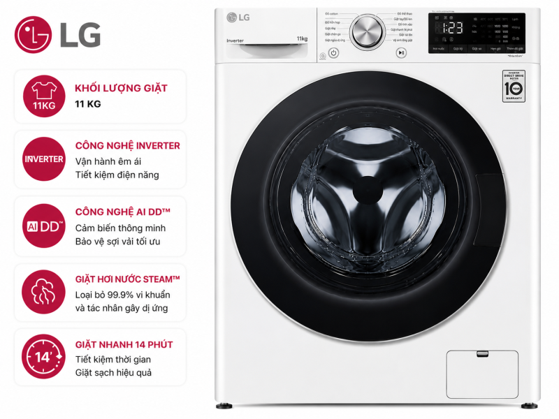 Máy giặt LG Inverter 11 kg FV1411S4WA