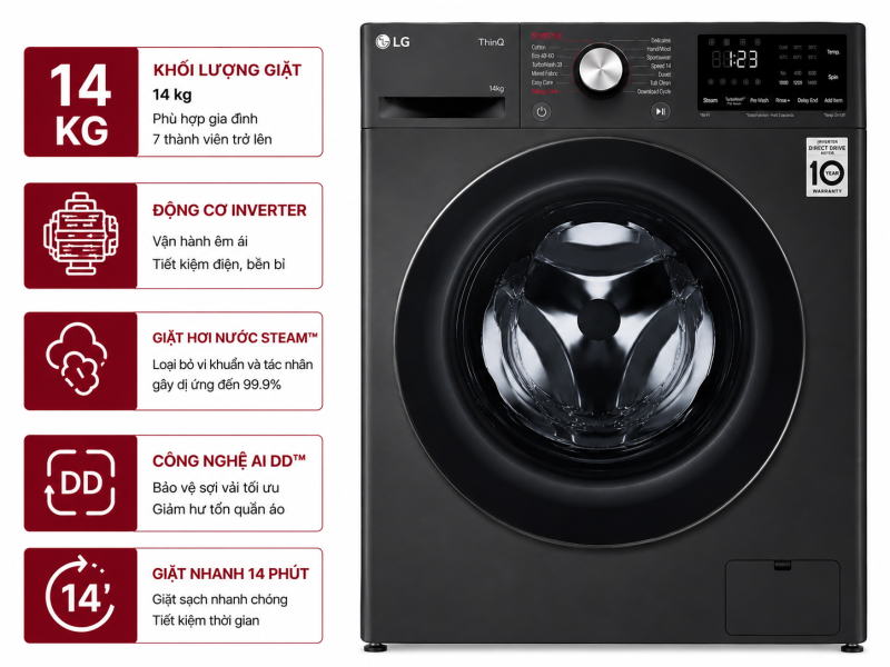 Máy giặt LG Inverter 14 kg FV1414S3BA
