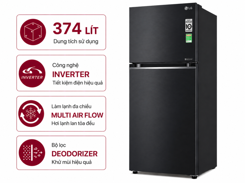 Tủ lạnh LG Inverter 374 lít GN-D372BLA