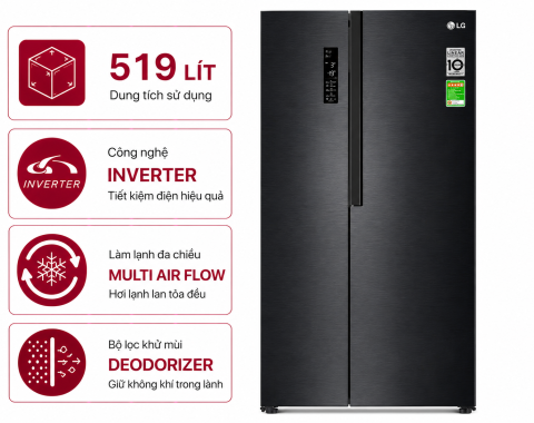Tủ lạnh LG Inverter 519 lít Side By Side GR-B256BL
