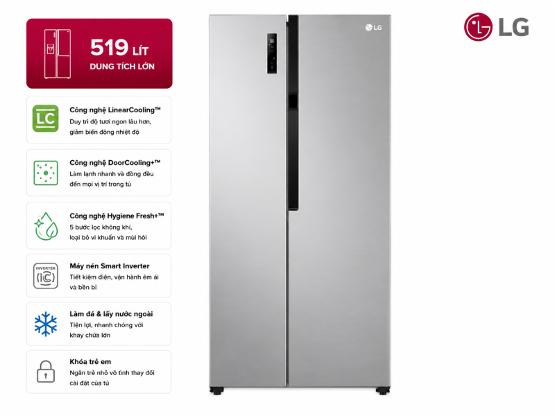 Tủ lạnh LG Inverter 519 lít GR-B256JDS