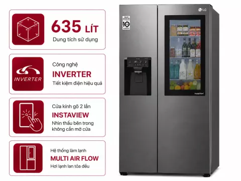 Tủ lạnh LG Inverter 635 lít Side By Side InstaView GR-G257SV