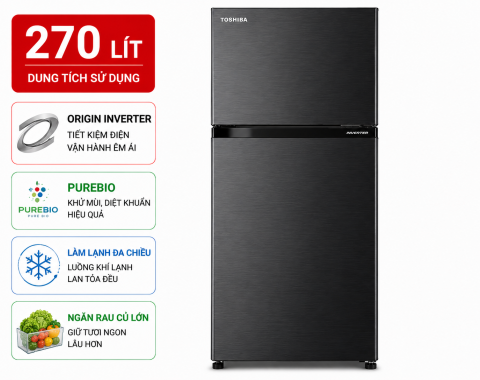 Tủ lạnh Toshiba Inverter 270 lít GR-RB350WE-PMV(30)-BS