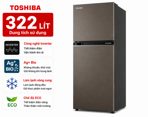 Tủ lạnh Toshiba Inverter 322 lít GR-RB405WE-PMV(06)-MG