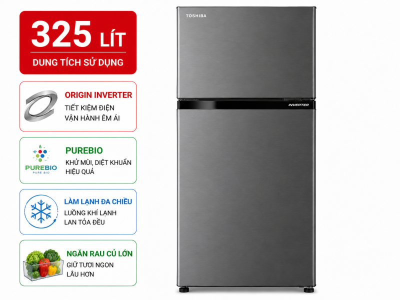 Tủ lạnh Toshiba Inverter 325 lít GR-RB410WE-PMV(37)-SG