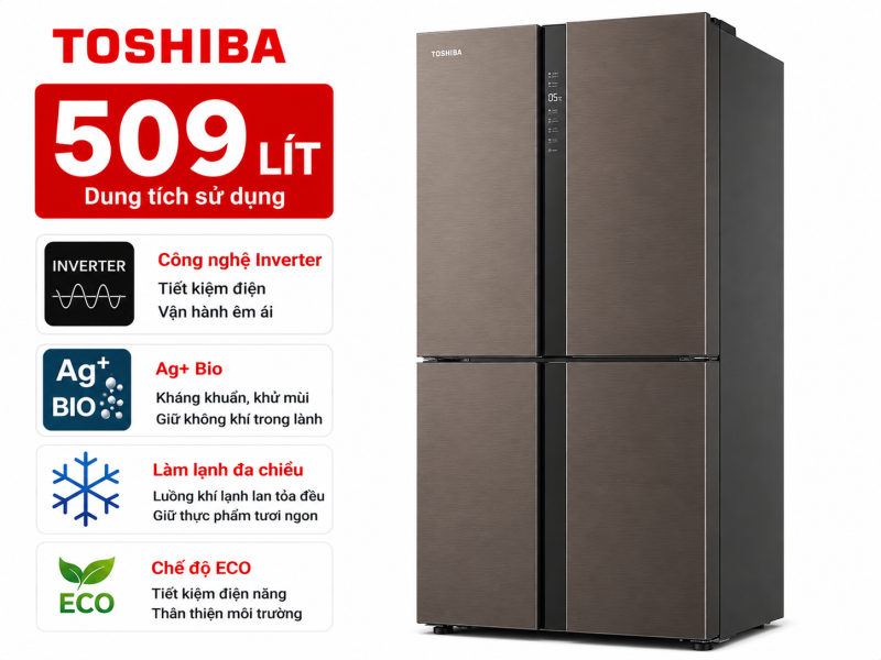 Tủ lạnh Toshiba Inverter 509 lít GR-RF605WI-PMV(06)-MG