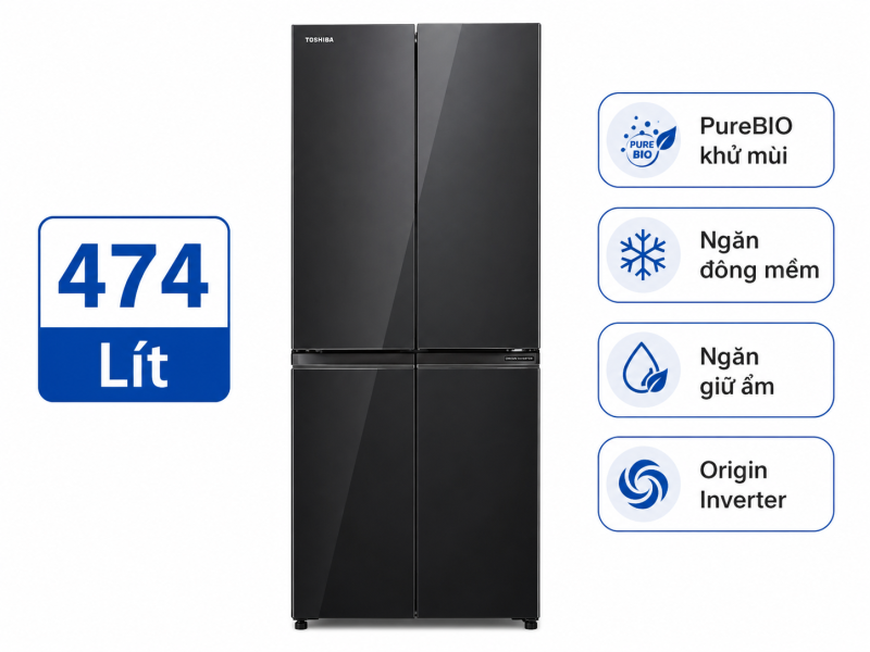 Tủ lạnh Toshiba Inverter 474 lít Multi Door GR-RF611WI-PGV(22)-XK