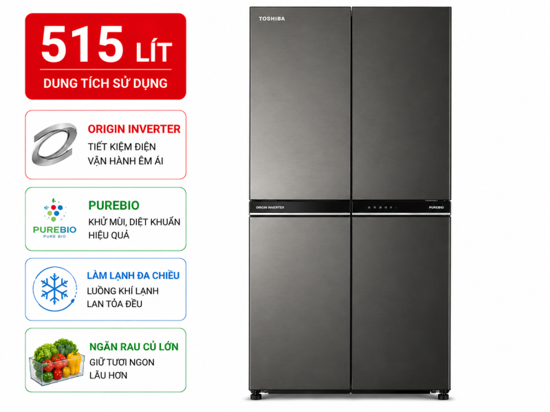 Tủ lạnh Toshiba Inverter 515 lít Multi Door GR-RF669WI-PGV(A9)-BG