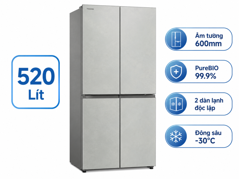 Tủ lạnh Toshiba Inverter 520 lít Multi Door GR-RF680WI-PGV(D4)