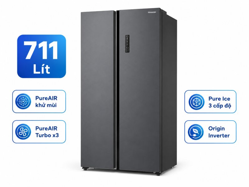 Tủ lạnh Toshiba Inverter 711 lít Side By Side GR-RS905WIA-PGV(22)-XK