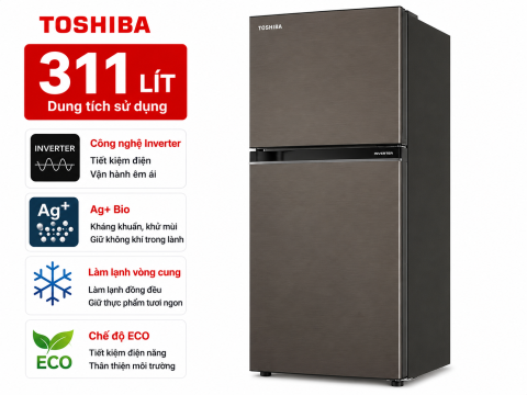 Tủ lạnh Toshiba Inverter 311 lít GR-RT395WE-PMV(06)-MG