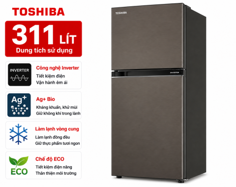 Tủ lạnh Toshiba Inverter 311 lít GR-RT395WE-PMV(06)-MG
