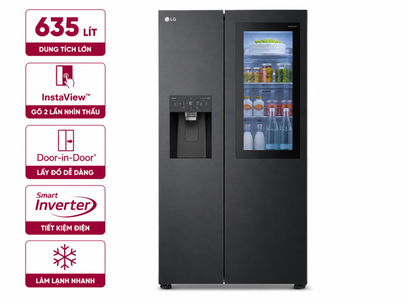 Tủ lạnh LG Inverter 635 Lít Side By Side InstaView Door-in-Door GR-X257BL