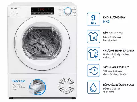 Máy sấy ngưng tụ Candy 9 Kg GVS C9DE-S