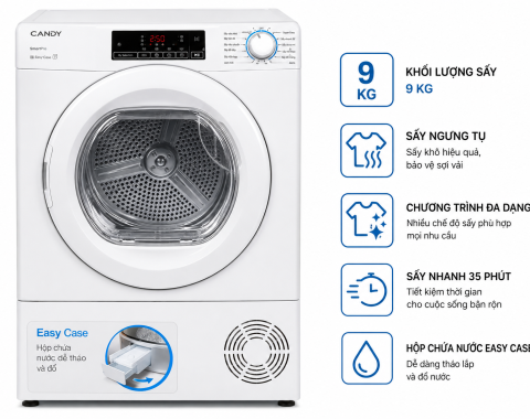 Máy sấy ngưng tụ Candy 9 Kg GVS C9DE-S